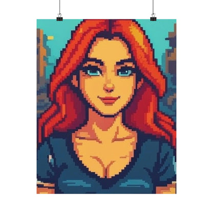 Retro 2D Warzone 16-Bit Pixel Art Matte Vertical Poster – Gaming Décor