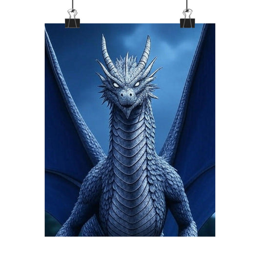Dragon Wall Art, Matte Vertical Posters, Fantasy Home Decor, Unique Blue Dragon Art Print, Gift for Fantasy Lovers, Poster Prints, Wall