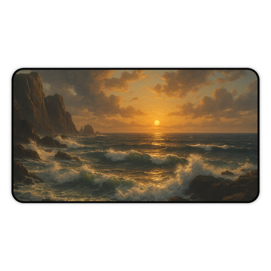 Coastal Sunset Desk Mat, Ocean Theme Mouse Pad, Office Decor, Gift for Beach Lovers, Home Office Accessory, Nautical Decor