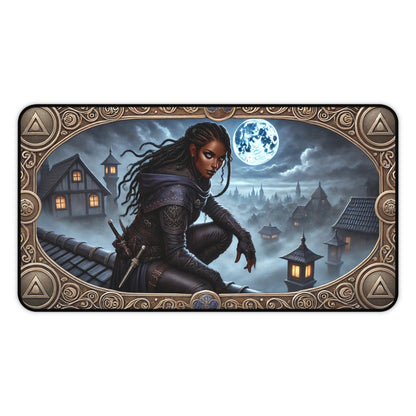Desk Mat - Fantasy Themed Mystical Nightscape & Warrior Design