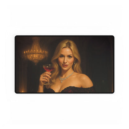 Elegant Blonde Goddess Desk Mat – Luxury Office & Gaming Surface | Arctic Threadwork