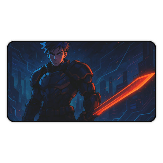 Futuristic Gamer Desk Mat, Cyberpunk Mouse Pad, Gaming Accessory, Office Decor, Gift for Gamers, Unique Desk Decor