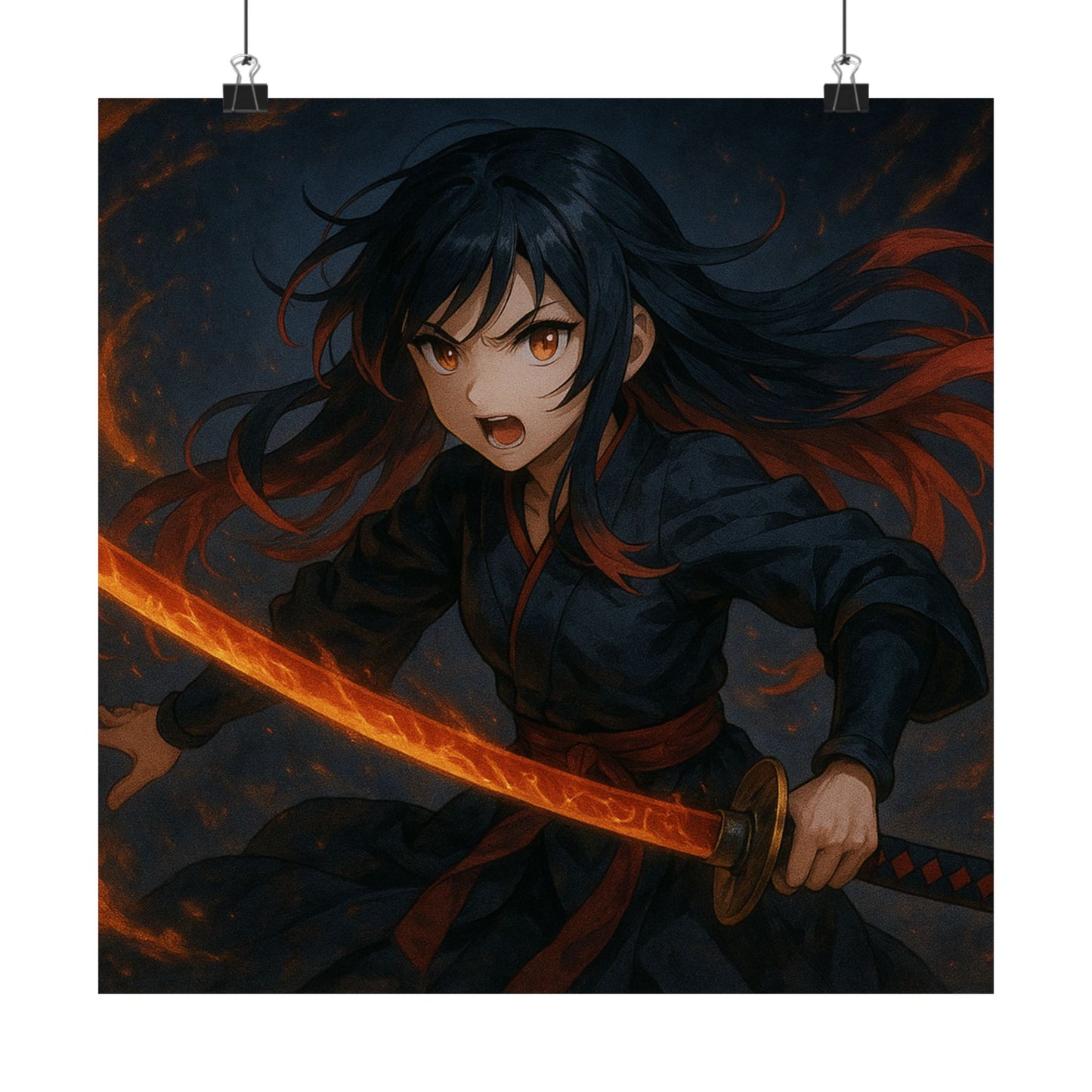 Dynamic Anime Art Satin Poster, Bold Artwork, Manga Decor Wall Art, Unique Gift for Fans, Room Aesthetic