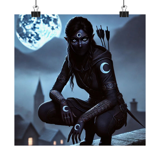 Vertical Poster - Mystical Moonlit Fantasy Dark Elf Design